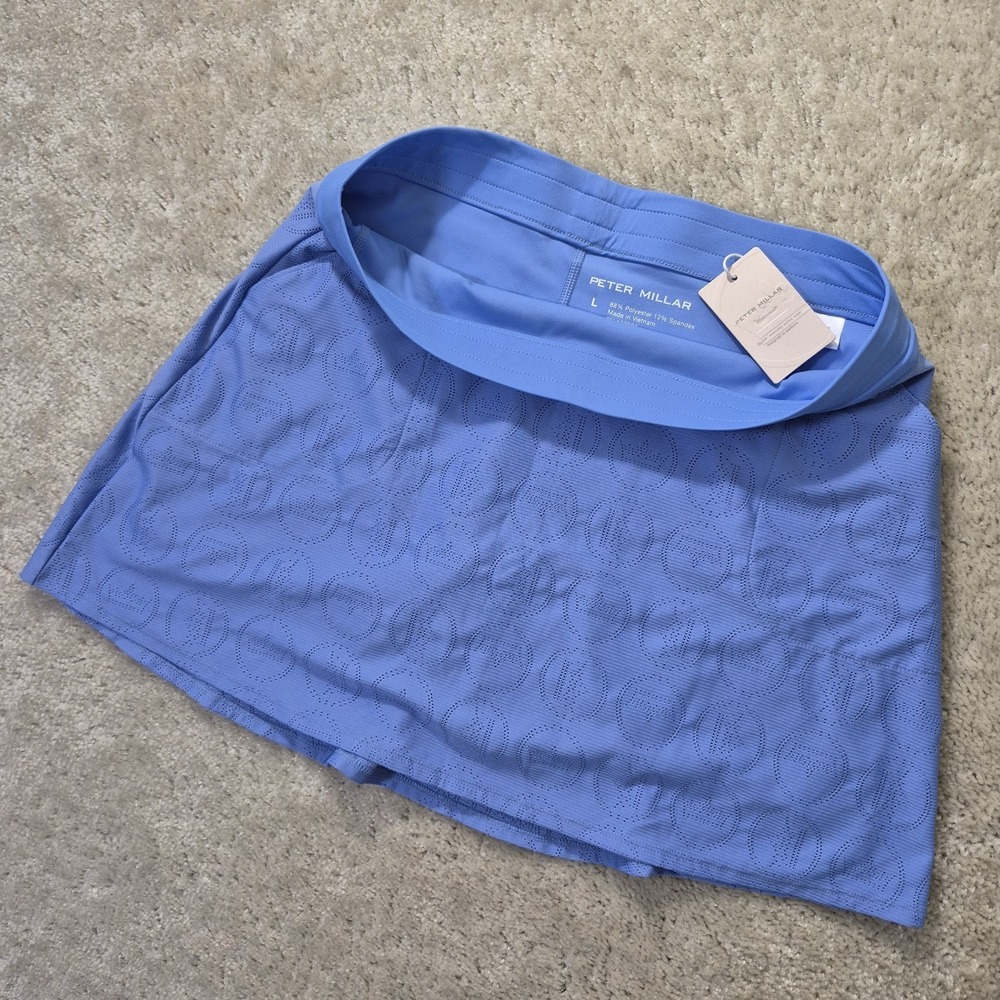 Peter Millar Skort Womens Large Blue Eyelet Sally Trim Performance Golf Jacquard